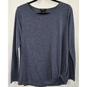 Max &‎ Mia Womens Blue Long Sleeve Knit Top Knot Front Size S Casual